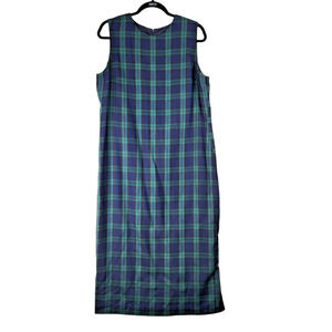 Vintage Cynthia Howie Jumper Maxi Dress 12 Green Tartan Plaid Academia Teacher